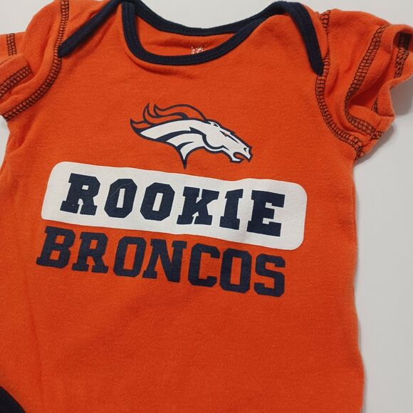 Broncos Rookie Boys Bodysuit Orange Blue Logo Snaps Short Sleeve 0-3 Months - Picture 12 of 12